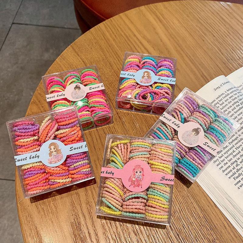 儿童彩色头绳基础款盒装宝宝不伤发皮筋网红女童简约无接缝头饰品 发夹儿童夏季可爱产品图