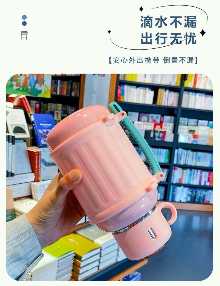 New model 898-YHSQ8169 1000ml large-capacity mom's cup, stainless steel 304 insulated cup, high appearance level, outdoor portable with a shoulder strap, water bottle and cup detail image 5