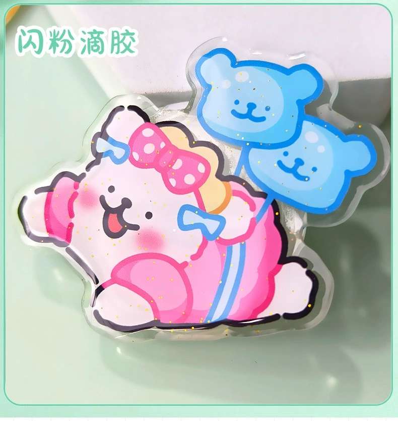 亚克力手机气囊透明滴胶伸缩支架来图定制批发动漫卡通logo懒人 详情图12