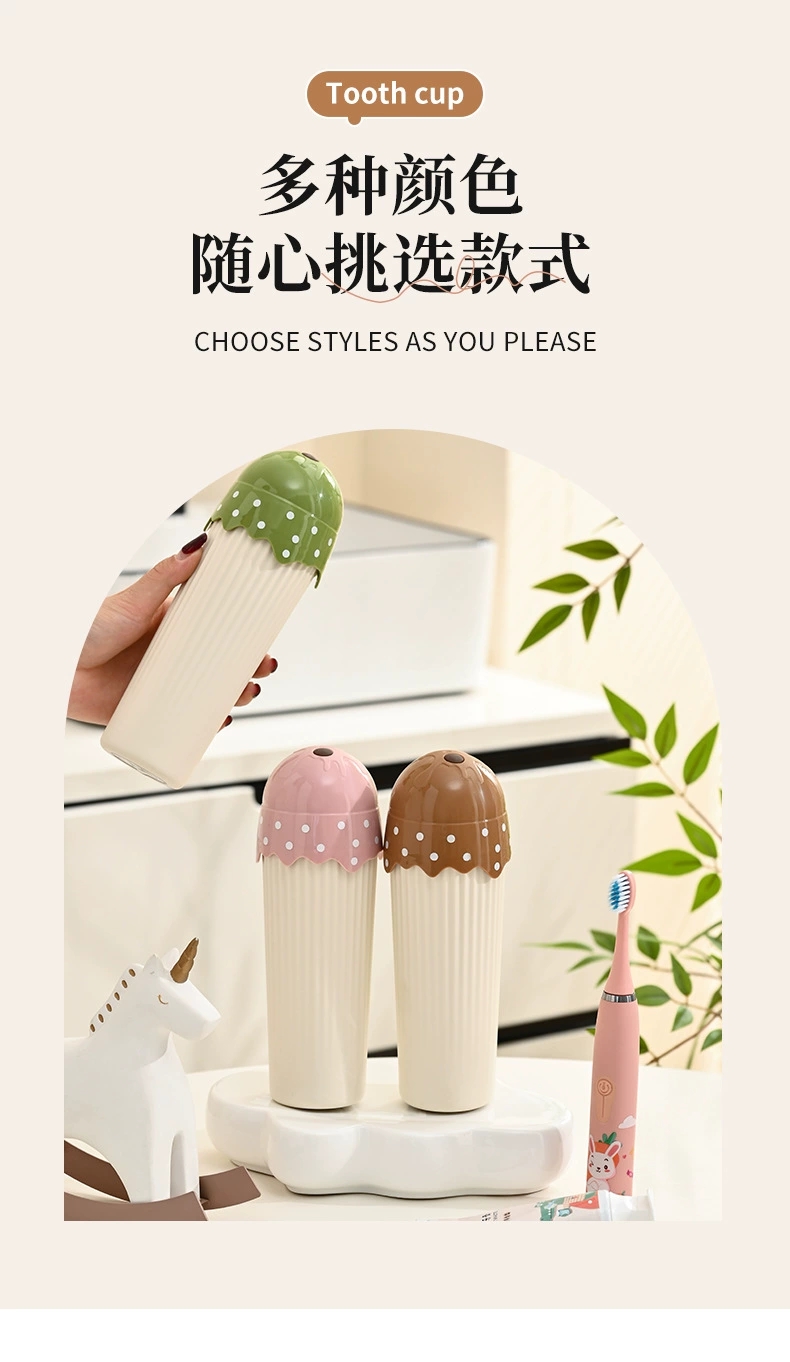 M73-6201 Simple Travel Portable Toothbrush Box, Cartoon ice cream, multi-functional Brushing Cup, Portable mouthwash cup detail image 5