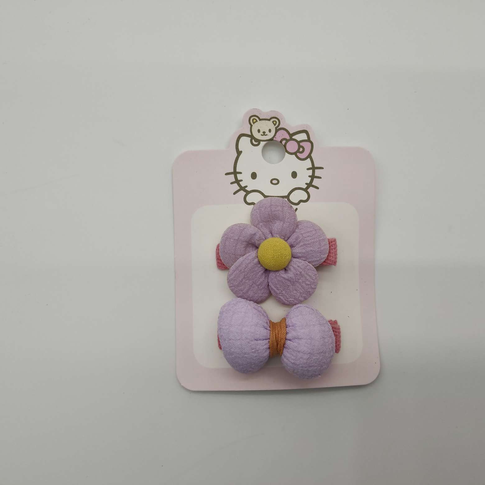 Pink Korean-style fabric sweet bow children's double-clip hair clips, versatile girl flower hair clips, baby hair accessories details Picture