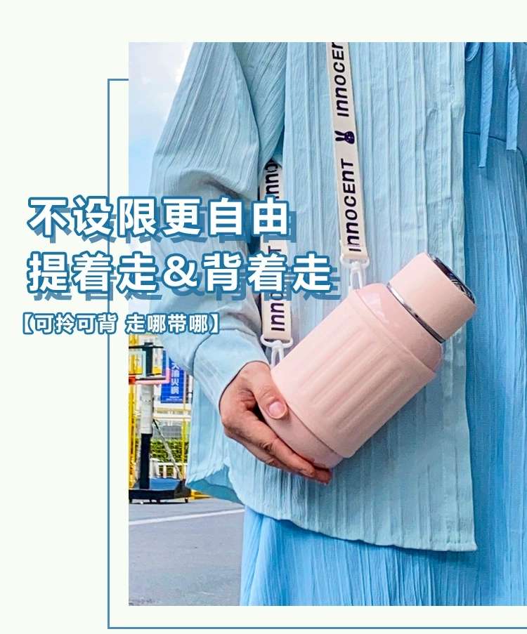 New model 898-YHSQ8169 1000ml large-capacity mom's cup, stainless steel 304 insulated cup, high appearance level, outdoor portable with a shoulder strap, water bottle and cup detail image 7
