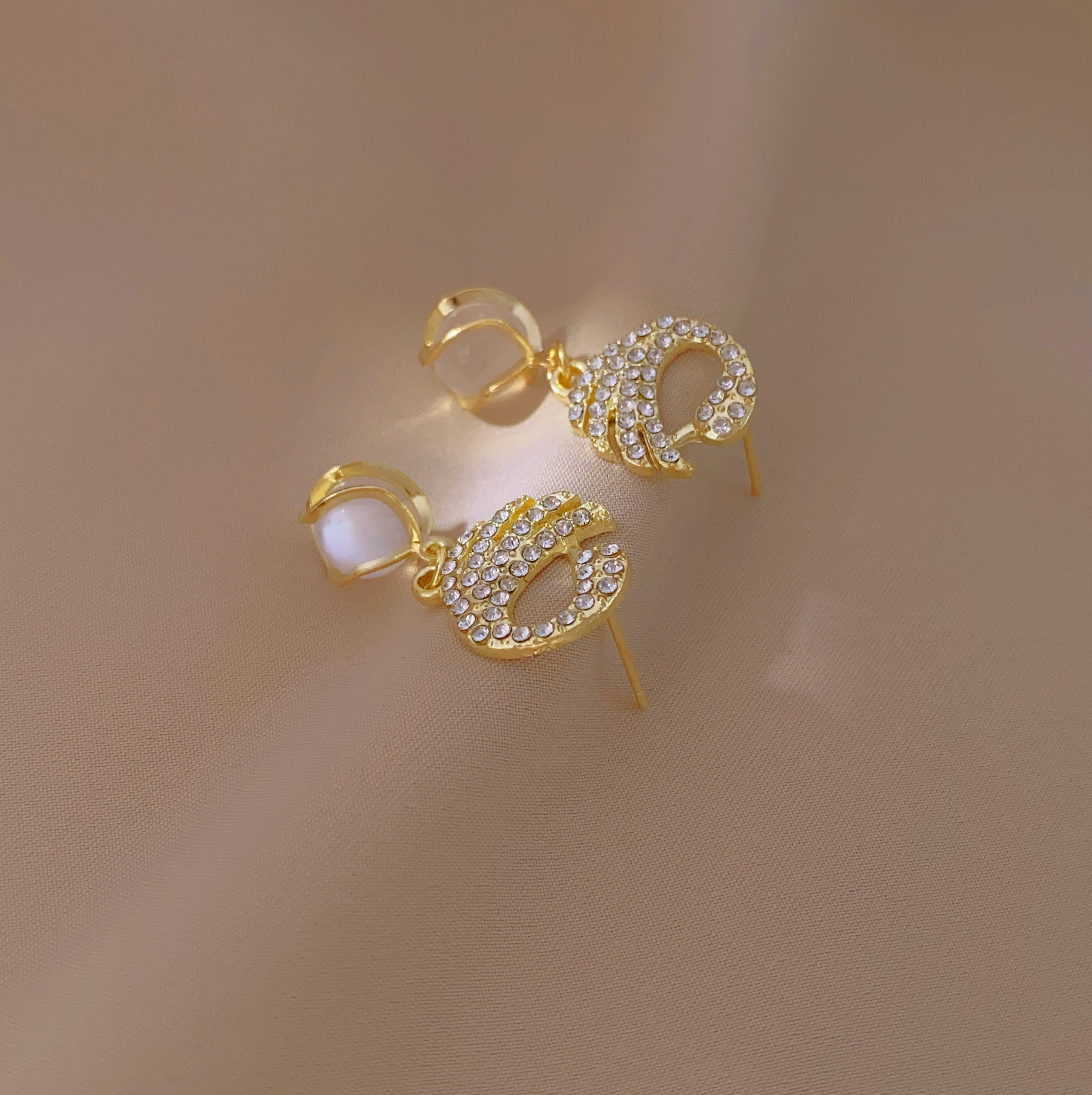 New 2024 stylish and high-end swan earrings, elegant Korean cat's eye stone earrings Application Scenario