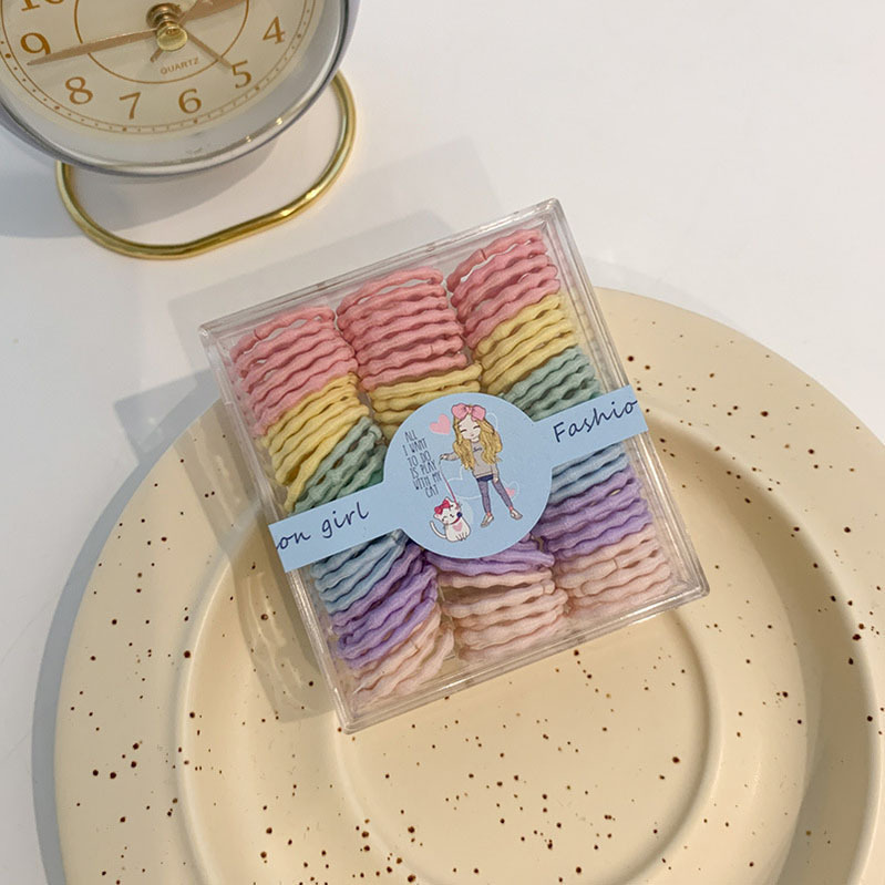 儿童彩色头绳基础款盒装宝宝不伤发皮筋网红女童简约无接缝头饰品 发夹儿童夏季可爱详情图2