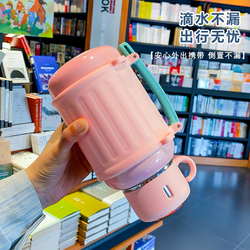 New model 898-YHSQ8169 1000ml large-capacity mom's cup, stainless steel 304 insulated cup, high appearance level, outdoor portable with a shoulder strap, water bottle and cup detail image 3