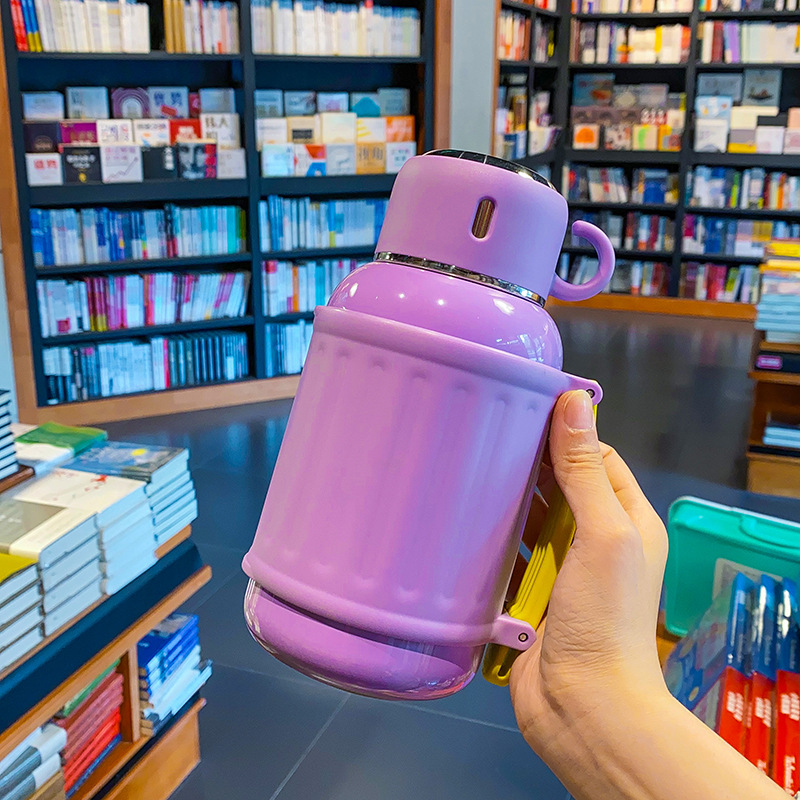 New model 898-YHSQ8169 1000ml large-capacity mom's cup, stainless steel 304 insulated cup, high appearance level, outdoor portable with a shoulder strap, water bottle and cup Specification image