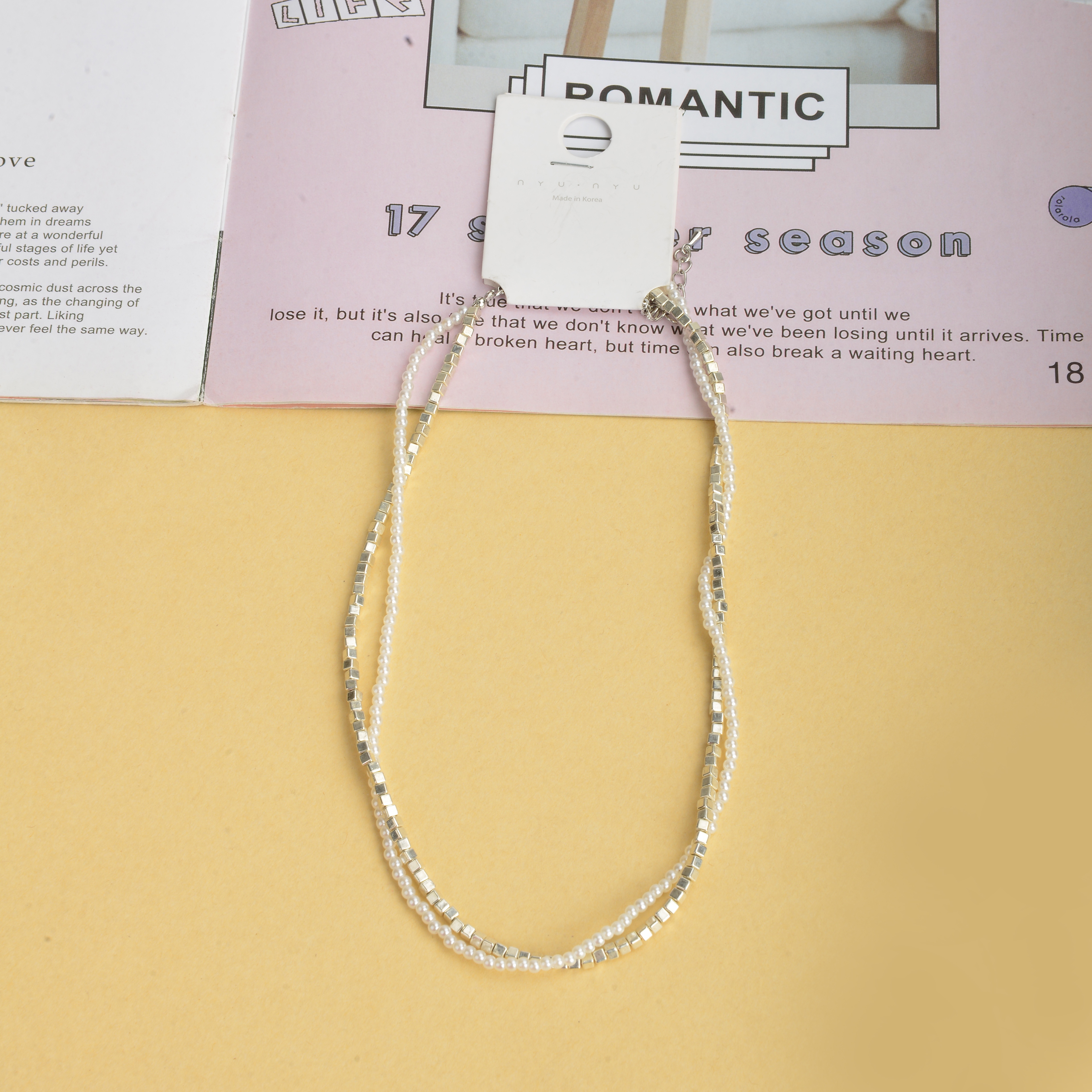 法式轻奢碎银子珍珠双层叠戴气质项链 2024春夏颈链锁骨链