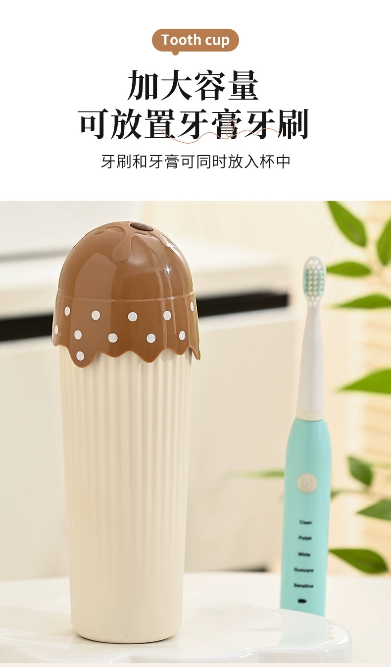 M73-6201 Simple Travel Portable Toothbrush Box, Cartoon ice cream, multi-functional Brushing Cup, Portable mouthwash cup detail image 2
