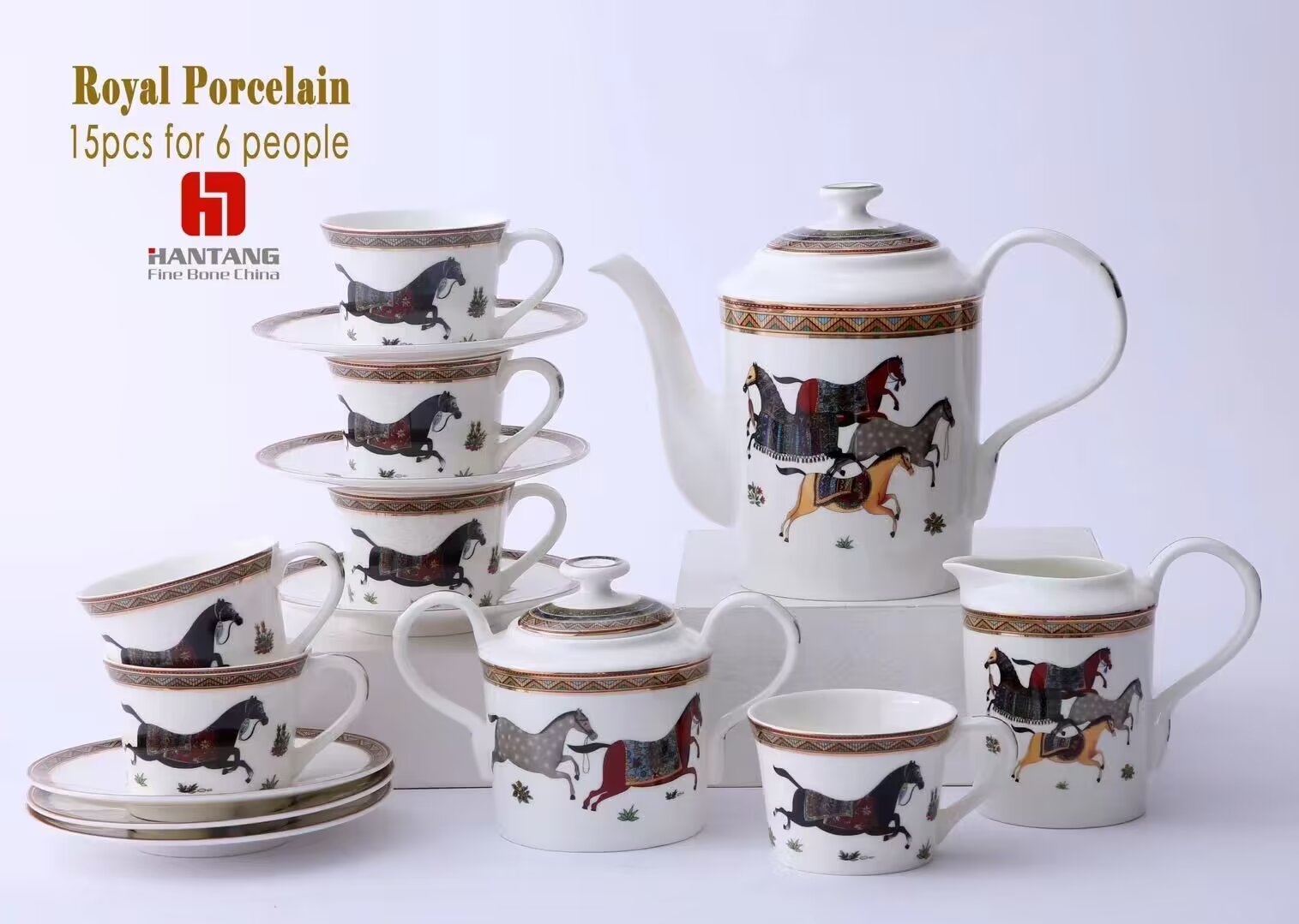 Bone China骨瓷，56pcs dinner set ，56头餐具，6人配置，大方经典设计