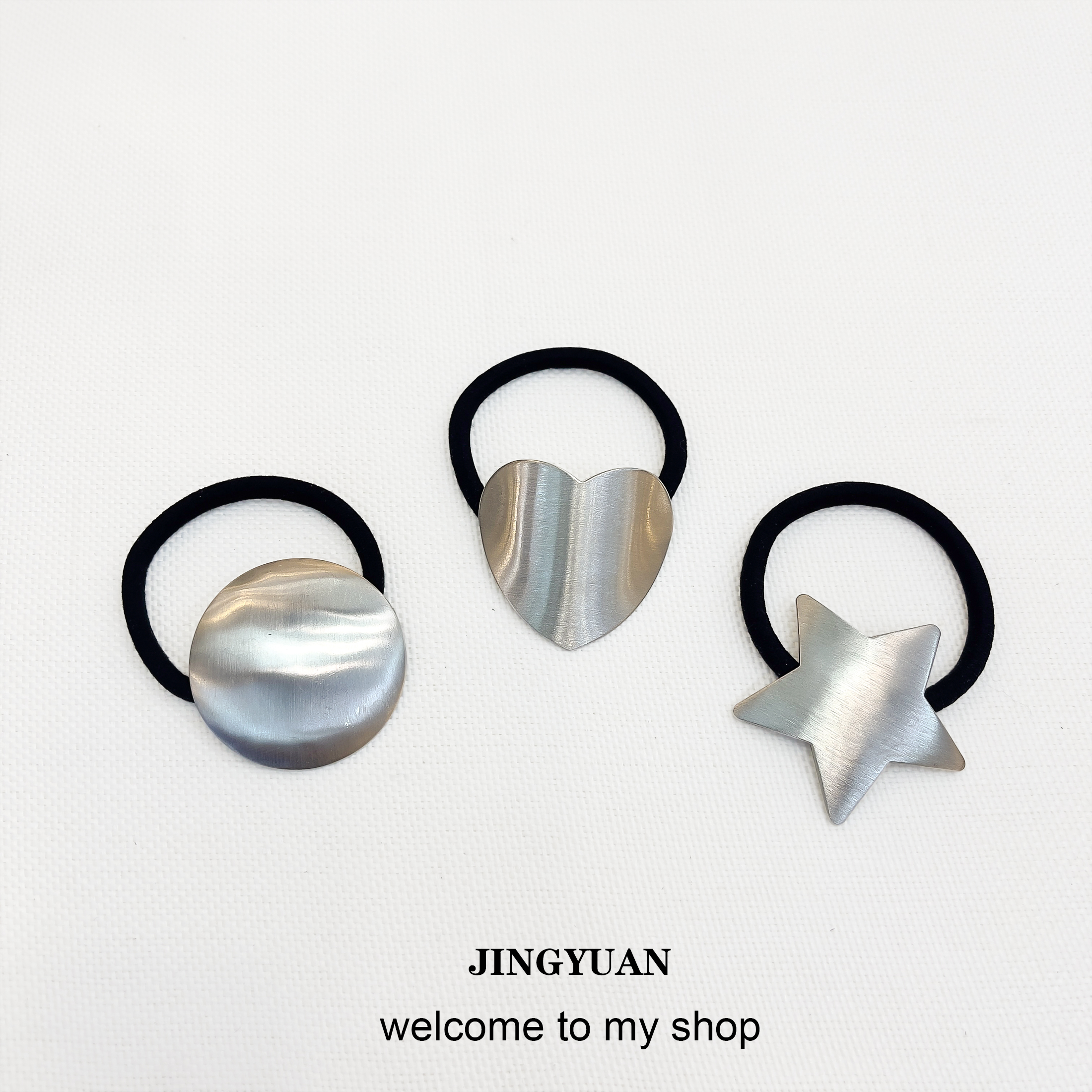 星星爱心小众设计合金凹凸半圆发圈新款发绳气质扎头绳女高弹橡皮筋详情1