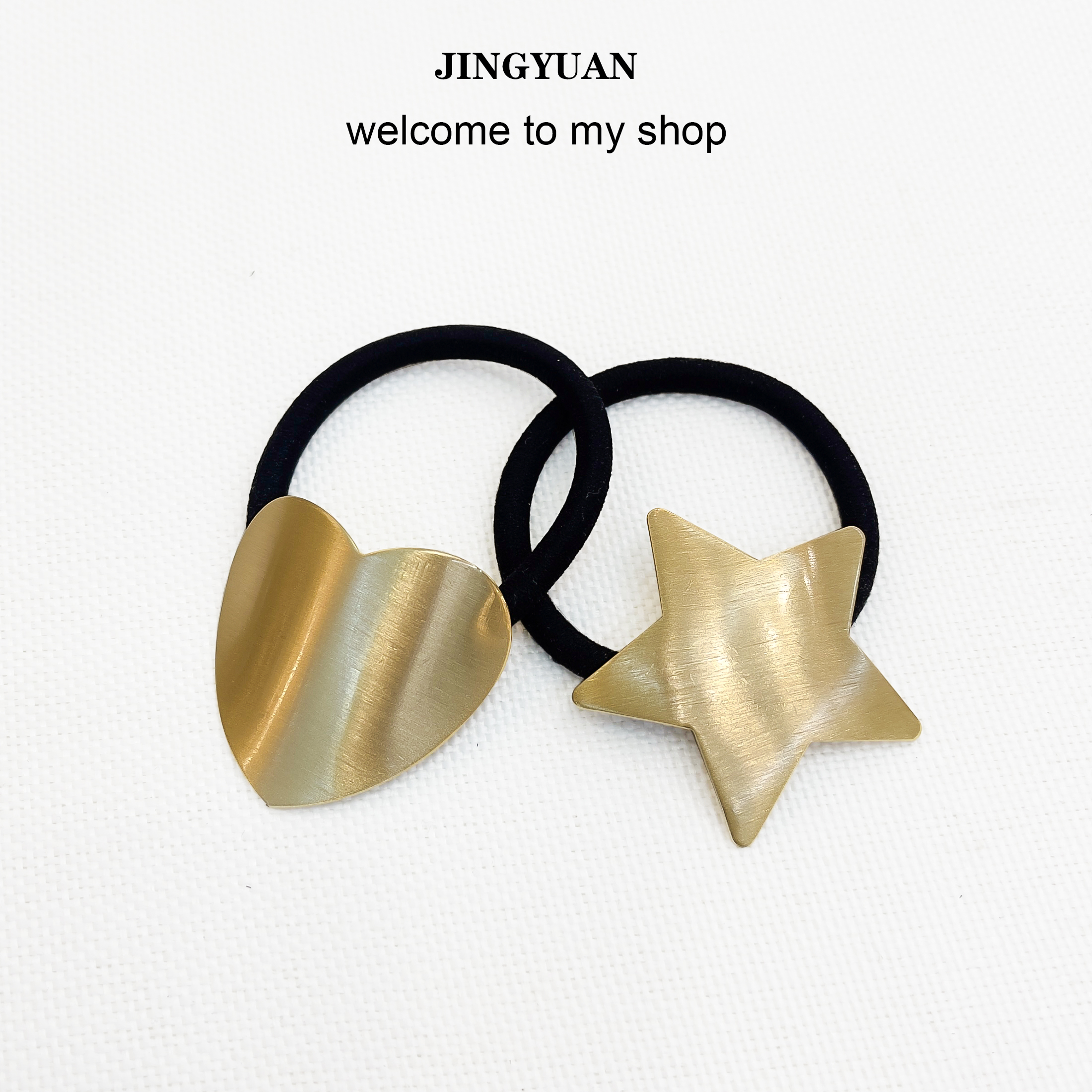 星星爱心小众设计合金凹凸半圆发圈新款发绳气质扎头绳女高弹橡皮筋详情5