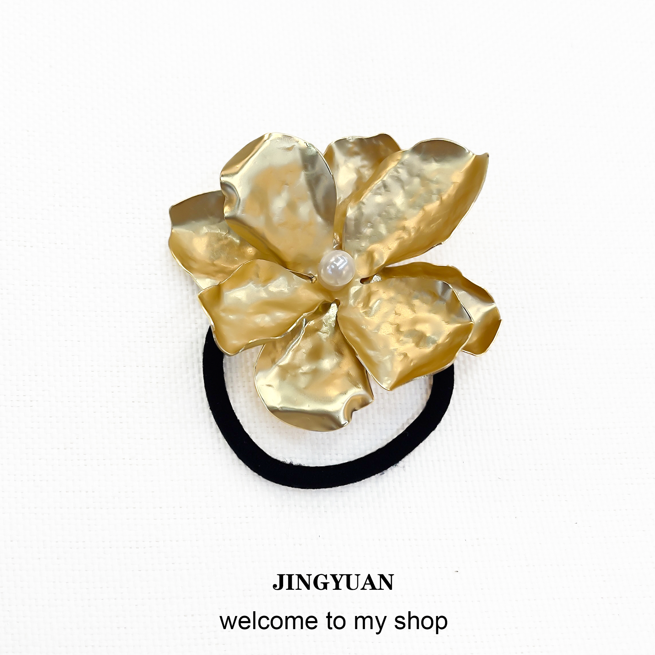 不规则小众设计合金花朵发圈新款发绳气质扎头绳女高弹橡皮筋详情4