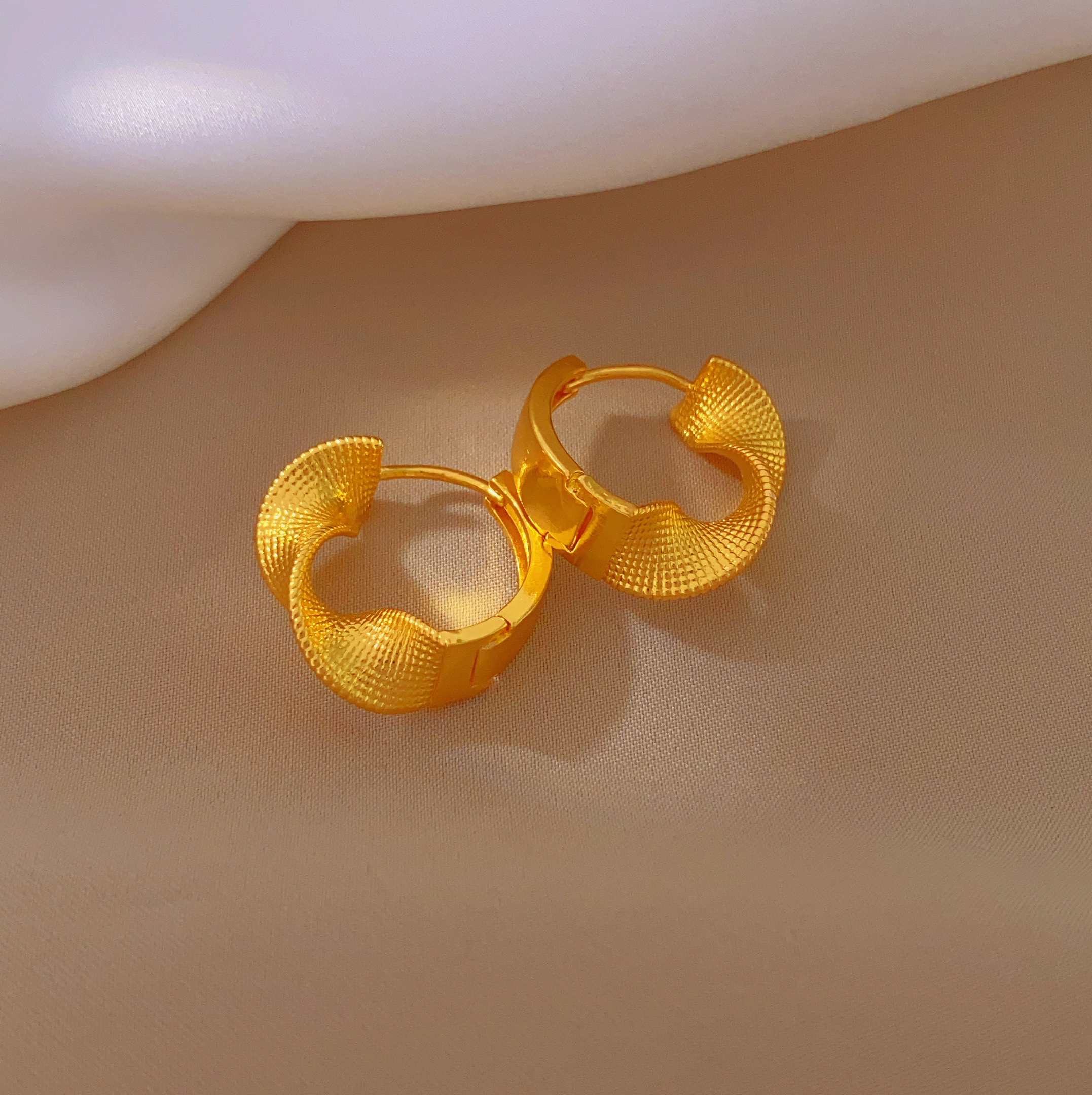 The new fashionable twisted earrings feature a niche design and a high-end feel. They are a light luxury bestseller with brushed ear loops for women Application Scenario