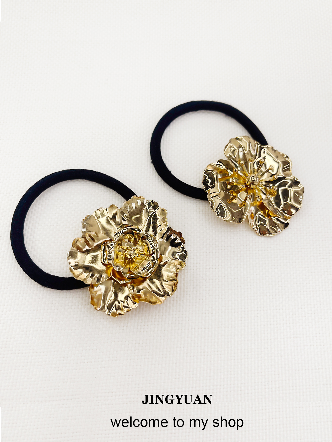 拉丝不规则小众设计花朵树叶发圈新款发绳气质扎头绳女高弹橡皮筋