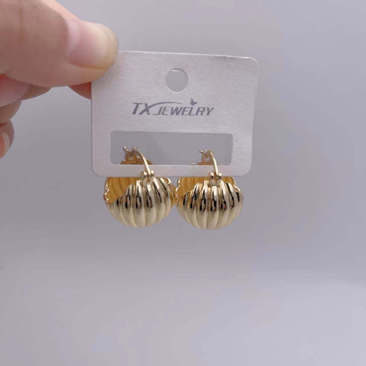 工厂跨境货源真金电镀耳扣保色金属感不规则欧美高级质感耳饰