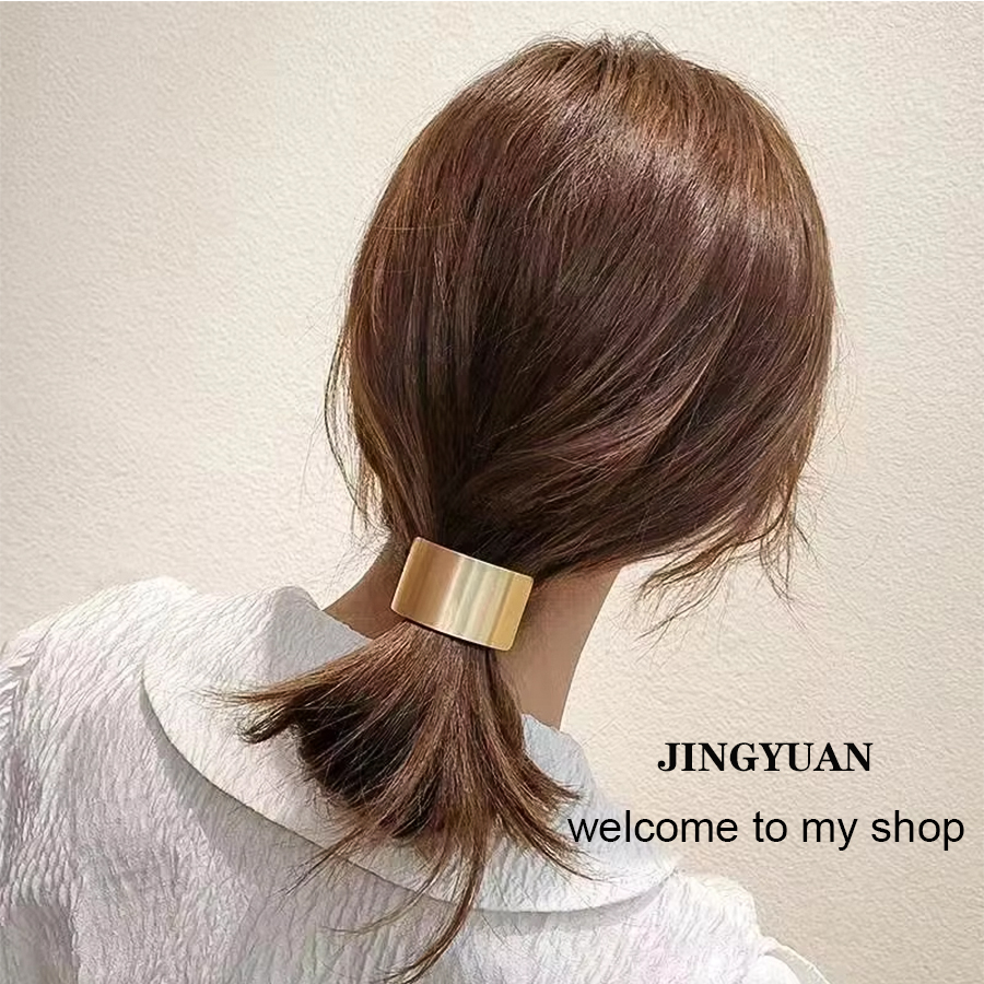 拉丝不规则小众设计合金凹凸半圆发圈新款发绳气质扎头绳女高弹橡皮筋