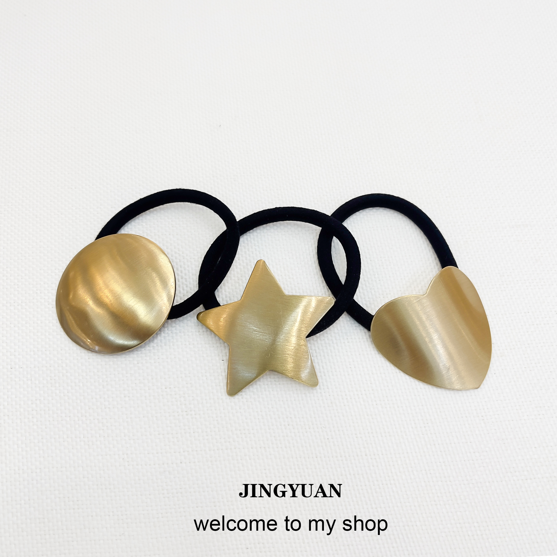 星星爱心小众设计合金凹凸半圆发圈新款发绳气质扎头绳女高弹橡皮筋详情2