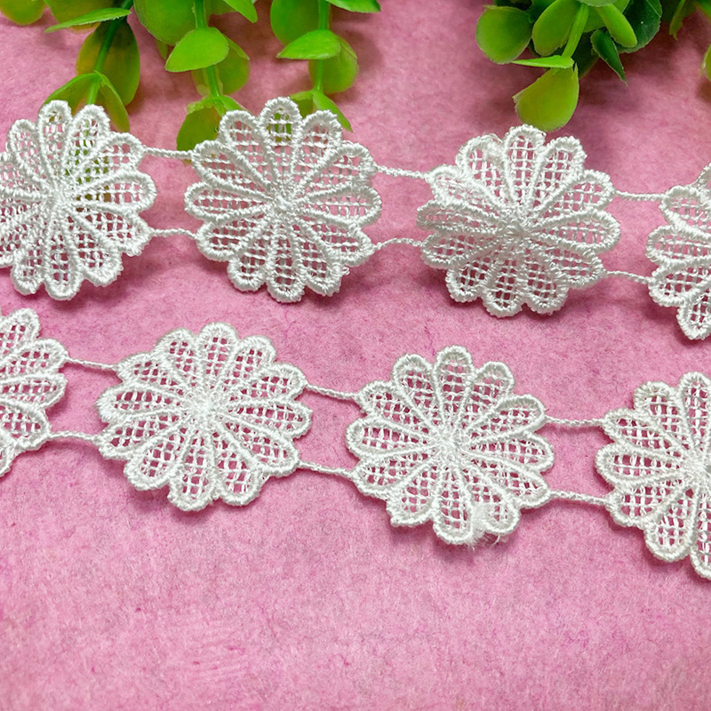 White in-stock, embroidered polyester lace home textiles, handcrafted cuffs, collars, curtains, hair accessories and accessories Specification image
