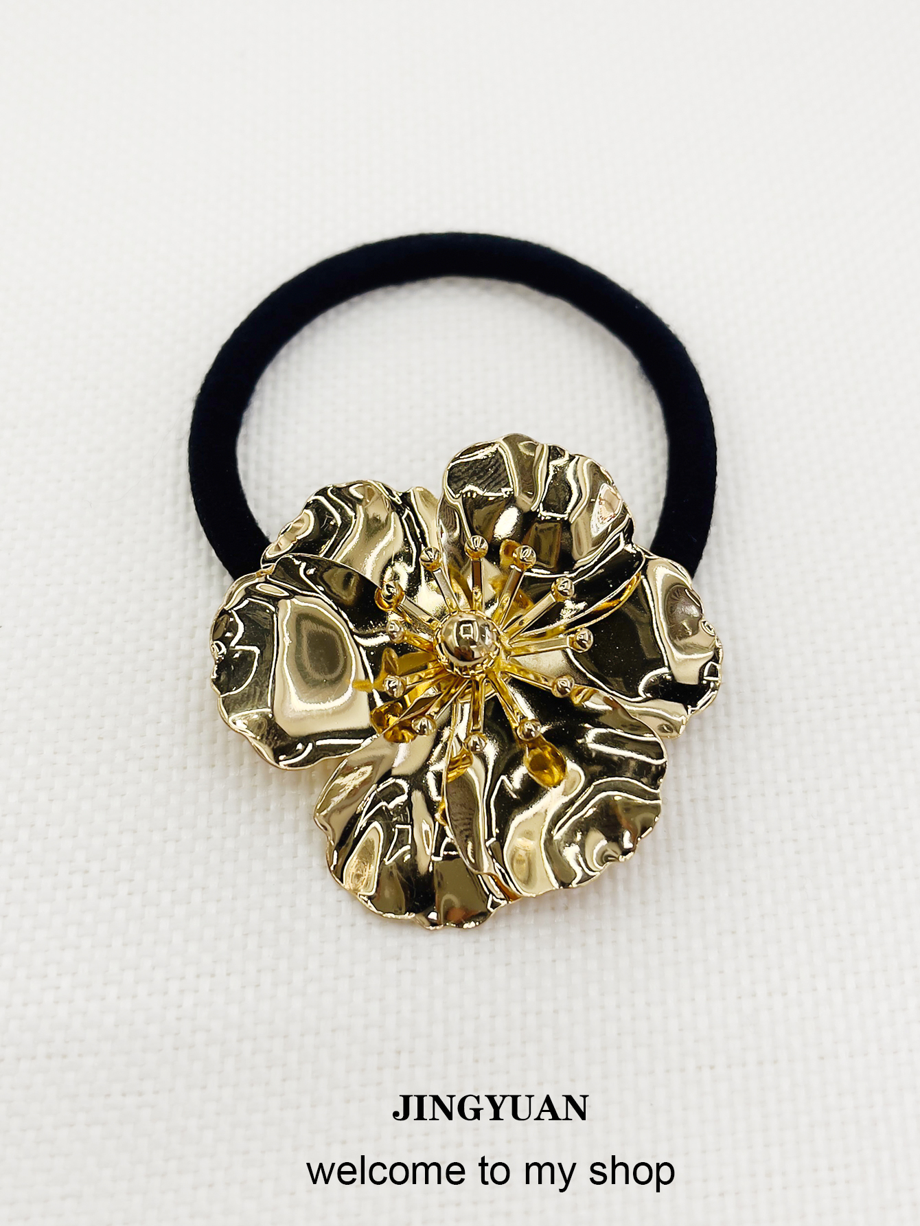 拉丝不规则小众设计花朵树叶发圈新款发绳气质扎头绳女高弹橡皮筋详情6