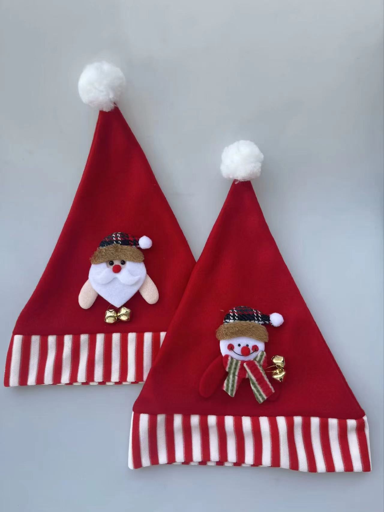 1 经典圣诞条纹铃铛帽圣诞装饰品圣诞树装饰用品节日派对帽可爱风C3