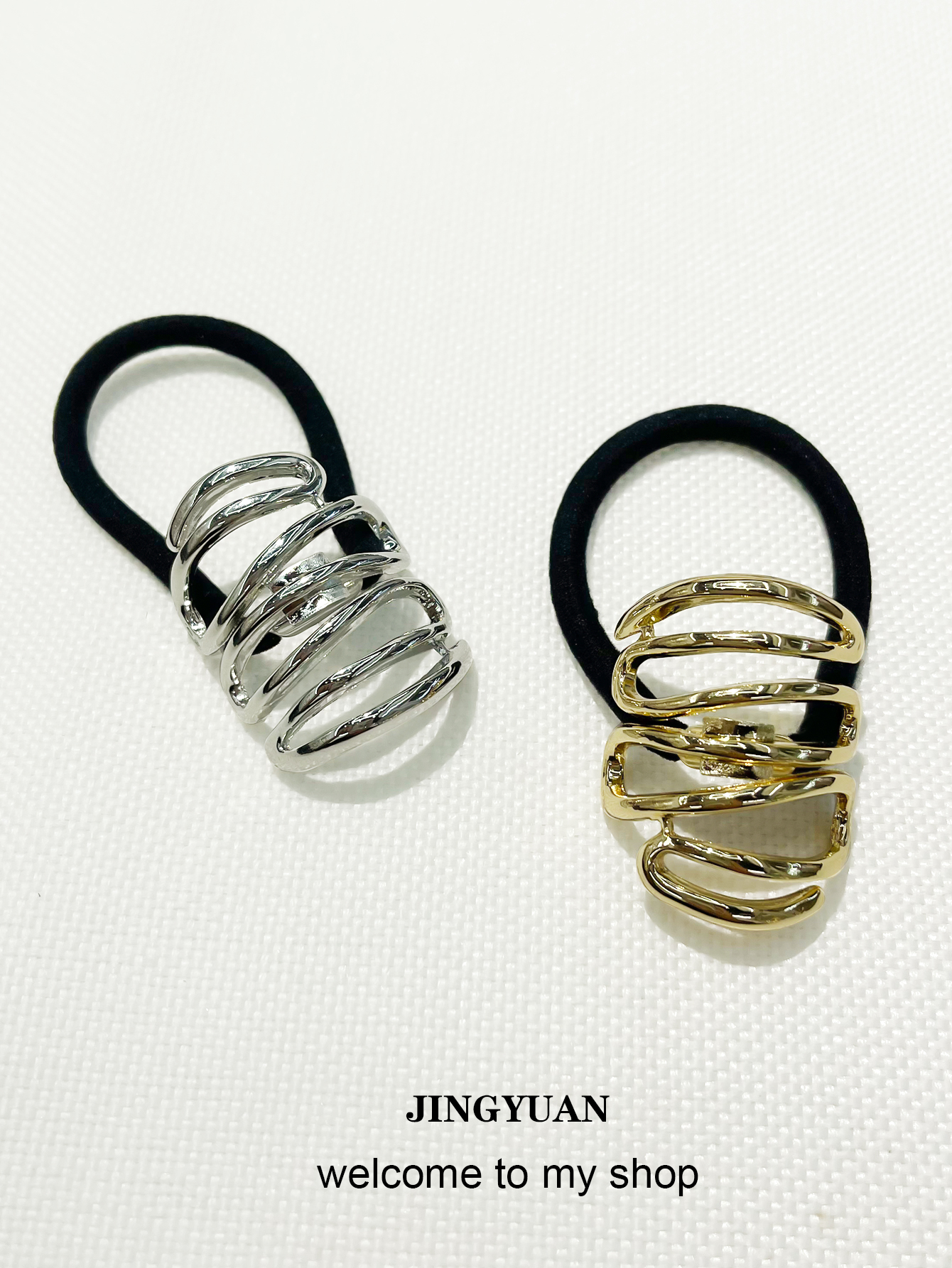 拉丝不规则小众设计曲别针发圈新款发绳气质扎头绳女高弹橡皮筋