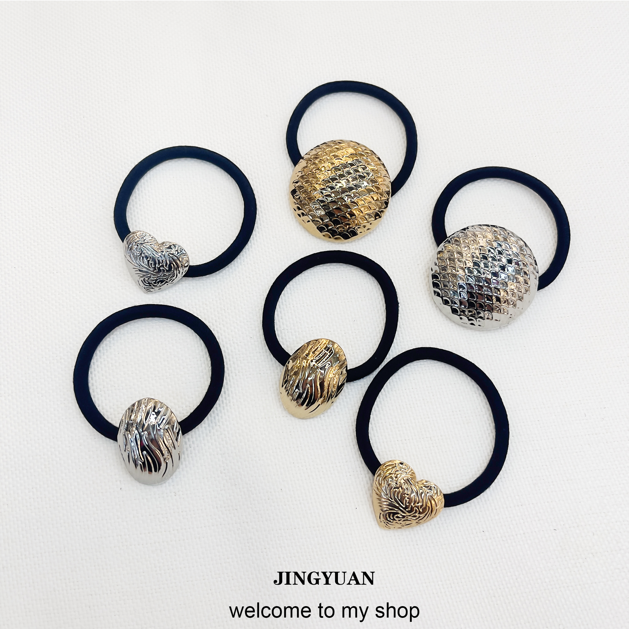 不规则小众设计合金 枣核发圈新款发绳气质扎头绳女高弹橡皮筋