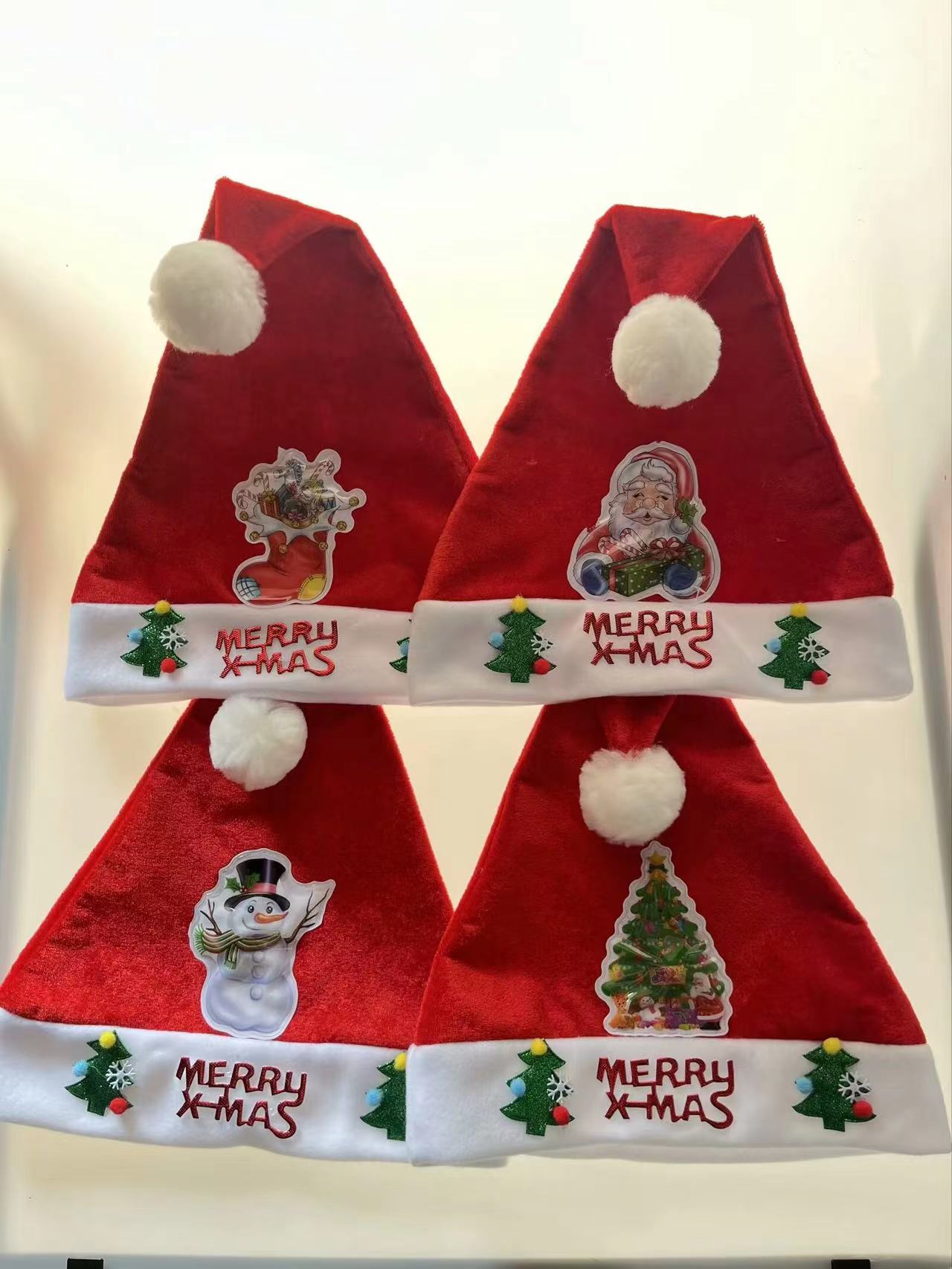 Joyjolly 圣诞帽成人儿童老人皆宜节日派对亮片帽圣诞布艺挂件装饰头饰 X103 圣诞装饰品