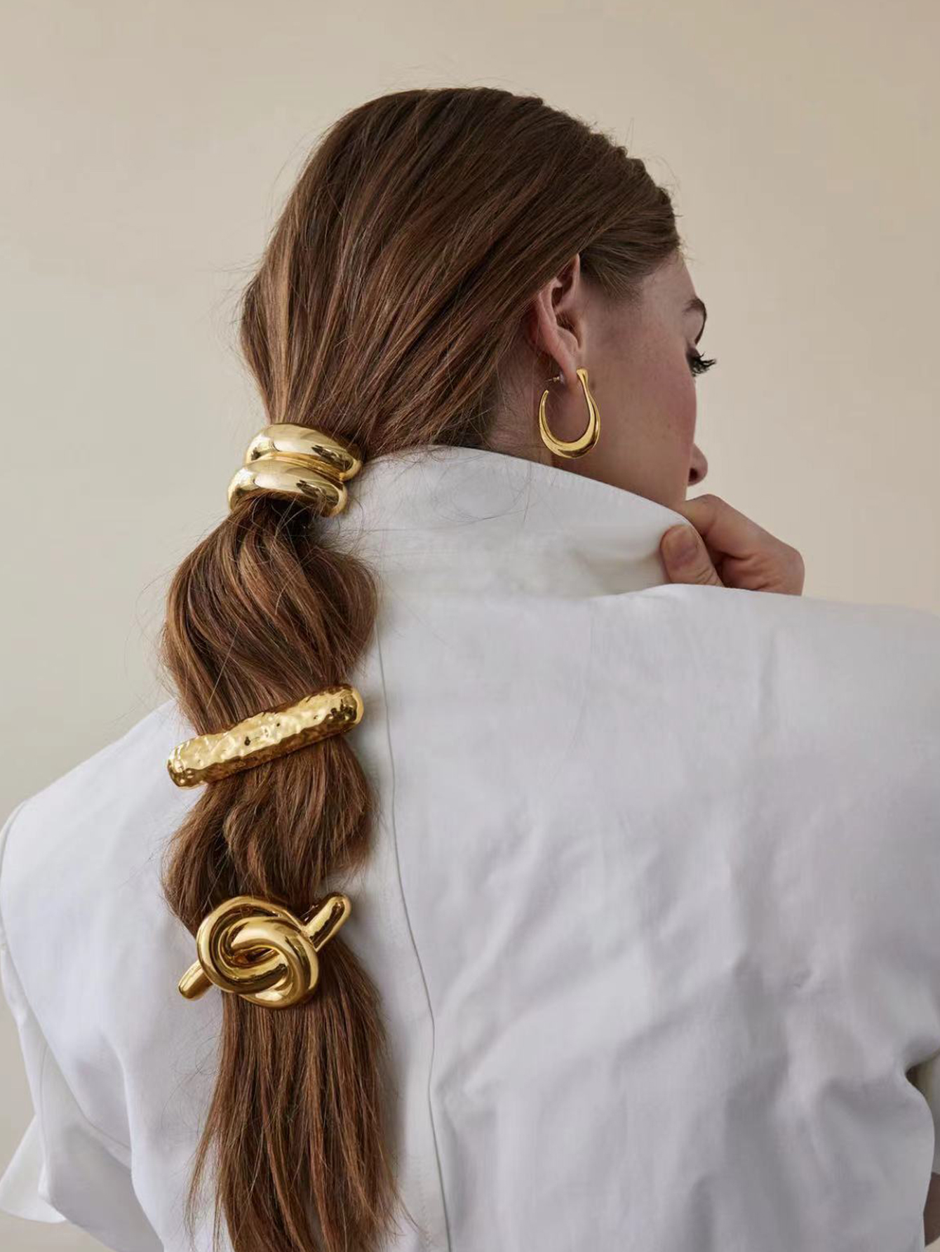 不规则小众设计合金 打结发圈新款发绳气质扎头绳女高弹橡皮筋