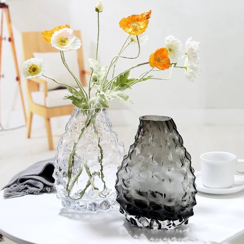 玻璃简约花瓶插花摆件轻奢客厅玄关餐桌样板房家居软装饰品111