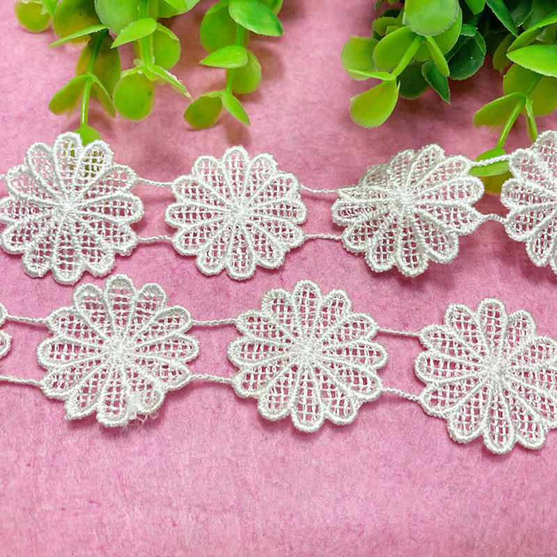 White in-stock, embroidered polyester lace home textiles, handcrafted cuffs, collars, curtains, hair accessories and accessories details Picture