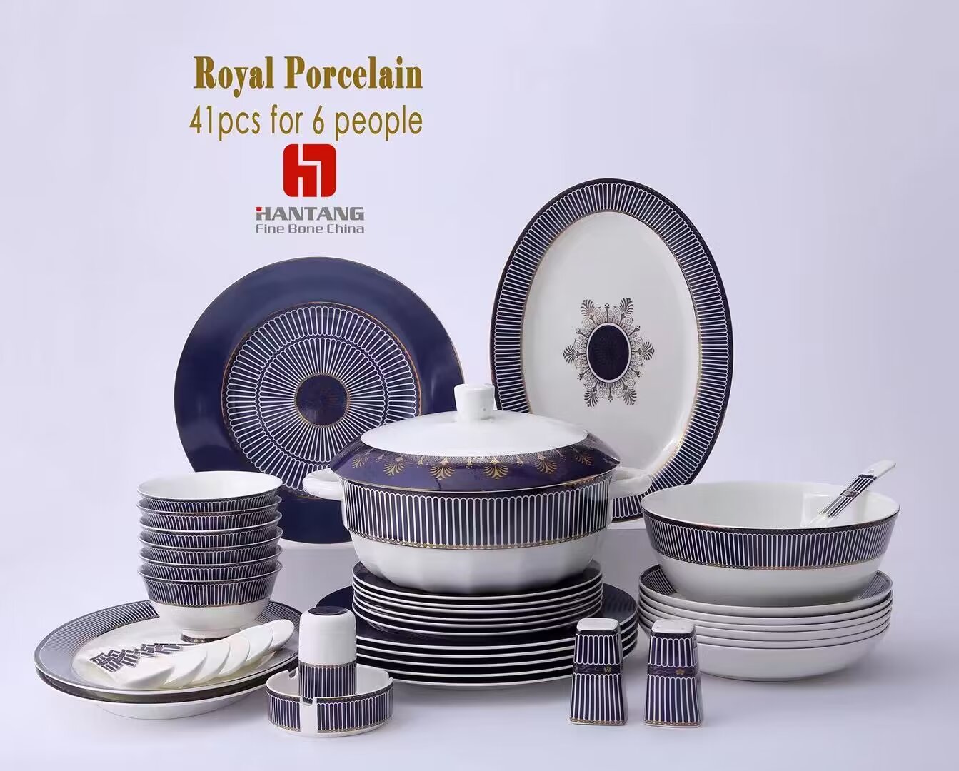 سيلادون كوانغ شيانغ China China العظمي، 56 PCS Dinner Set، 56 أدوات المائدة، 6 أشخاص، تصميم كلاسيكي كريم Specification image