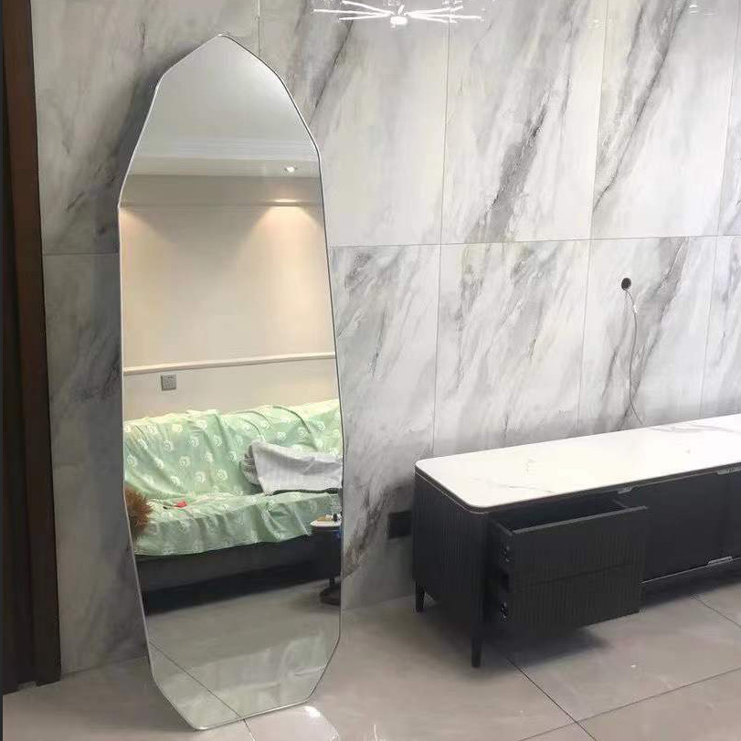 异形棱角包边落地镜挂墙镜全身镜镜子带支架