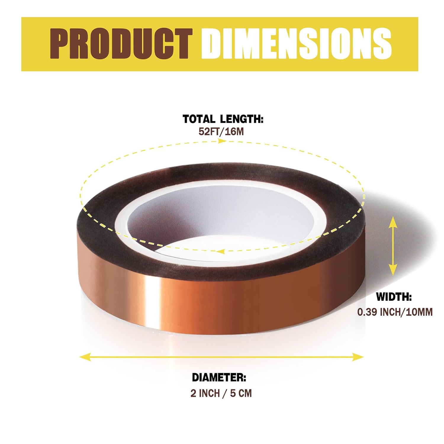 pet high-temperature resistant tape, industrial corrosion-resistant, non-residue adhesive, insulating and flame-retardant tape, brown color Specification image