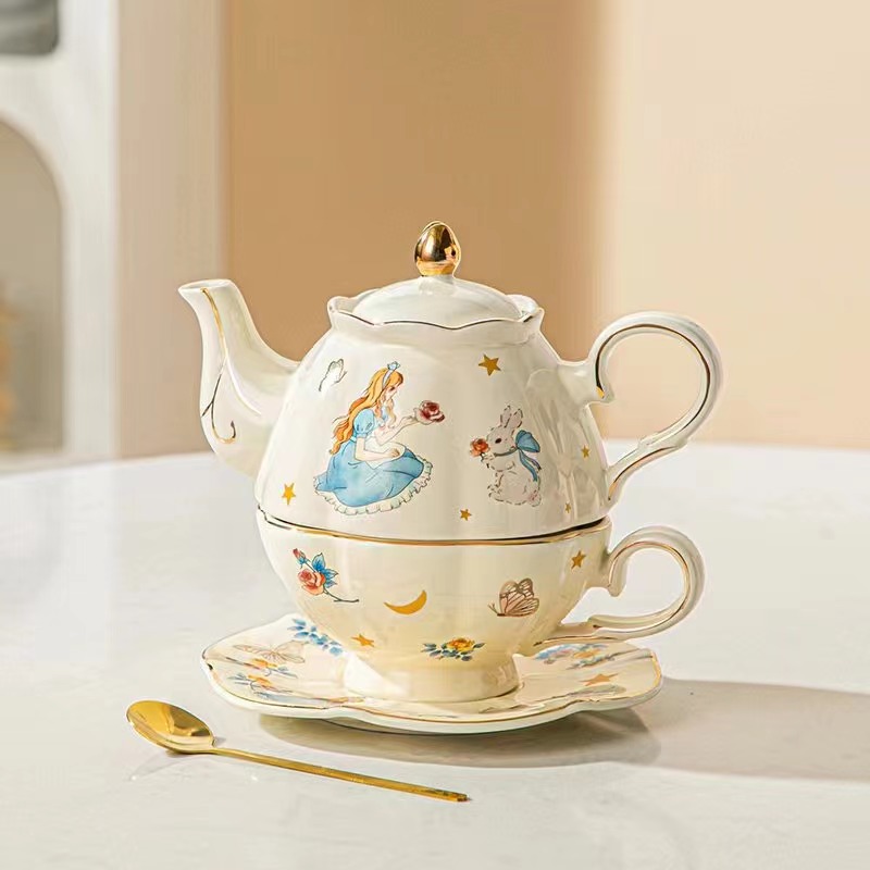Coffee cup set, ceramic cup, mother-and-child pot, one pot, one cup, one plate and one spoon, gift set detail image 4