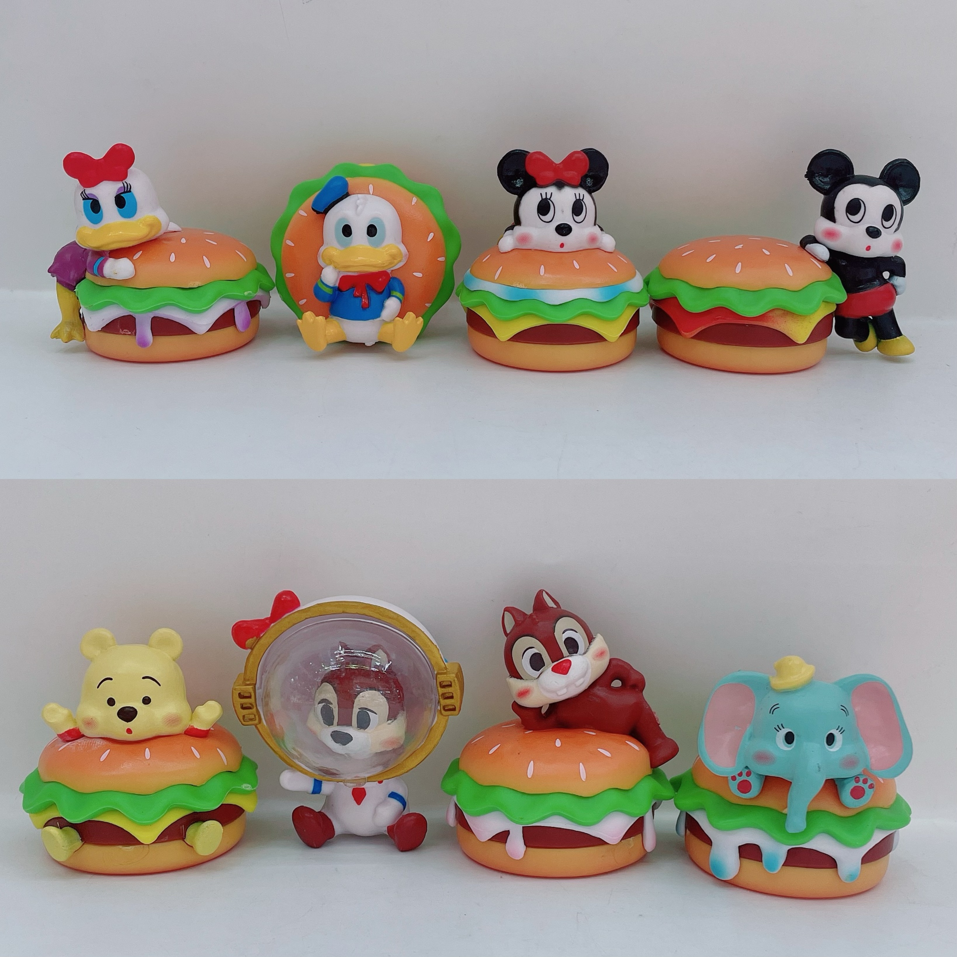 Wholesale of 8 delicious hamburger figurines, Mickey, Minnie, Burger King, Party Baby toys, car cake ornaments pic 1