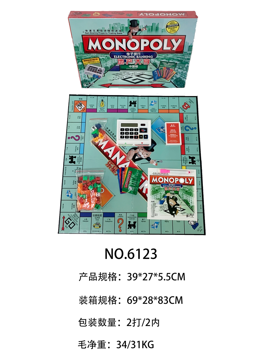 Cross-border sales of Monopoly (Chinese and English Chinese version) Monopoly (Chinese and English electronic Chinese version) Monopoly (Chinese and English World Edition) educational board game toys