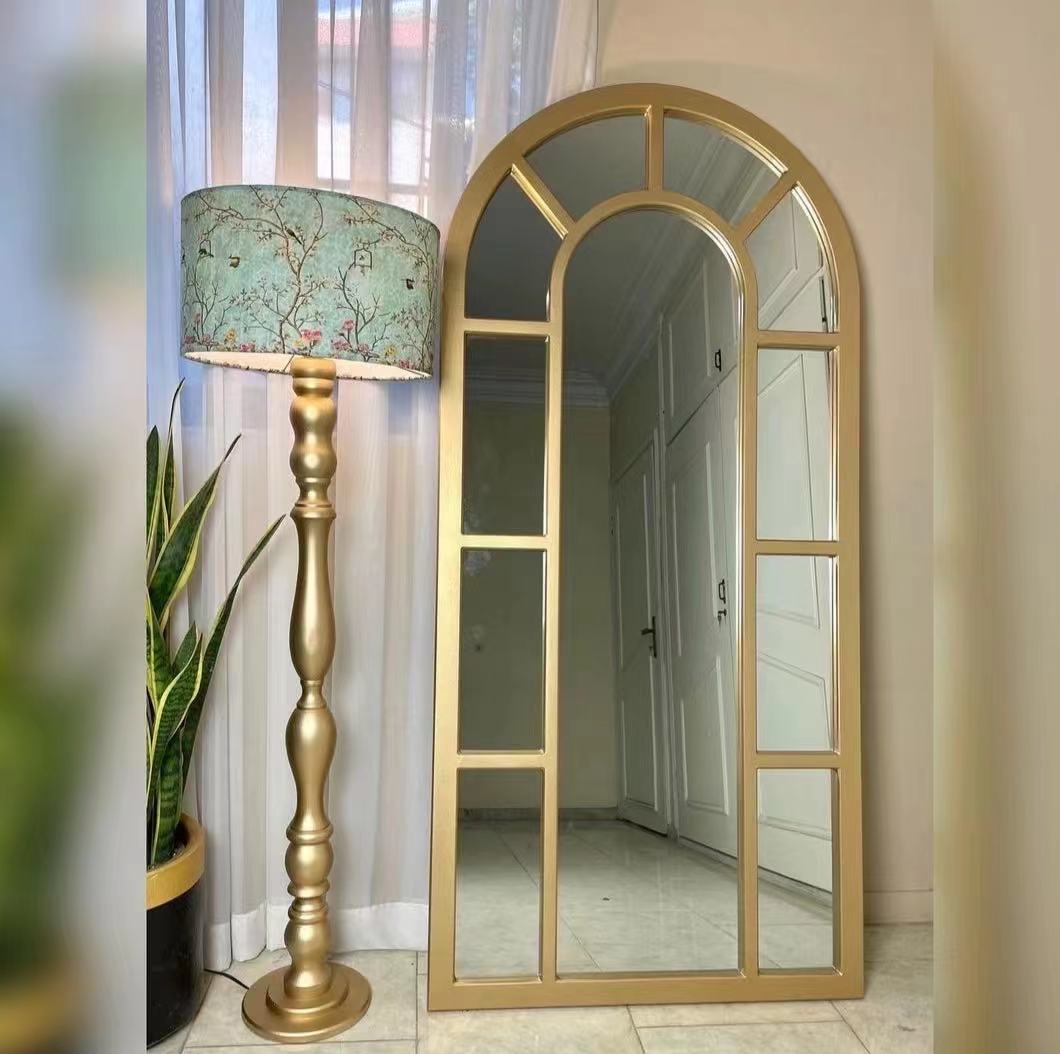 Ironwork French-Style Door And Window Full-Body Mirror, Artistic Mirror, Floor Mirror
