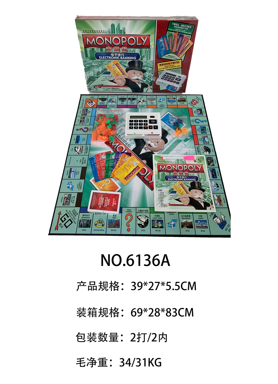Cross-border sales of Monopoly (English World Edition) Monopoly (Chinese and English World Edition) Monopoly (Chinese and English electronic World Edition) educational board game toys