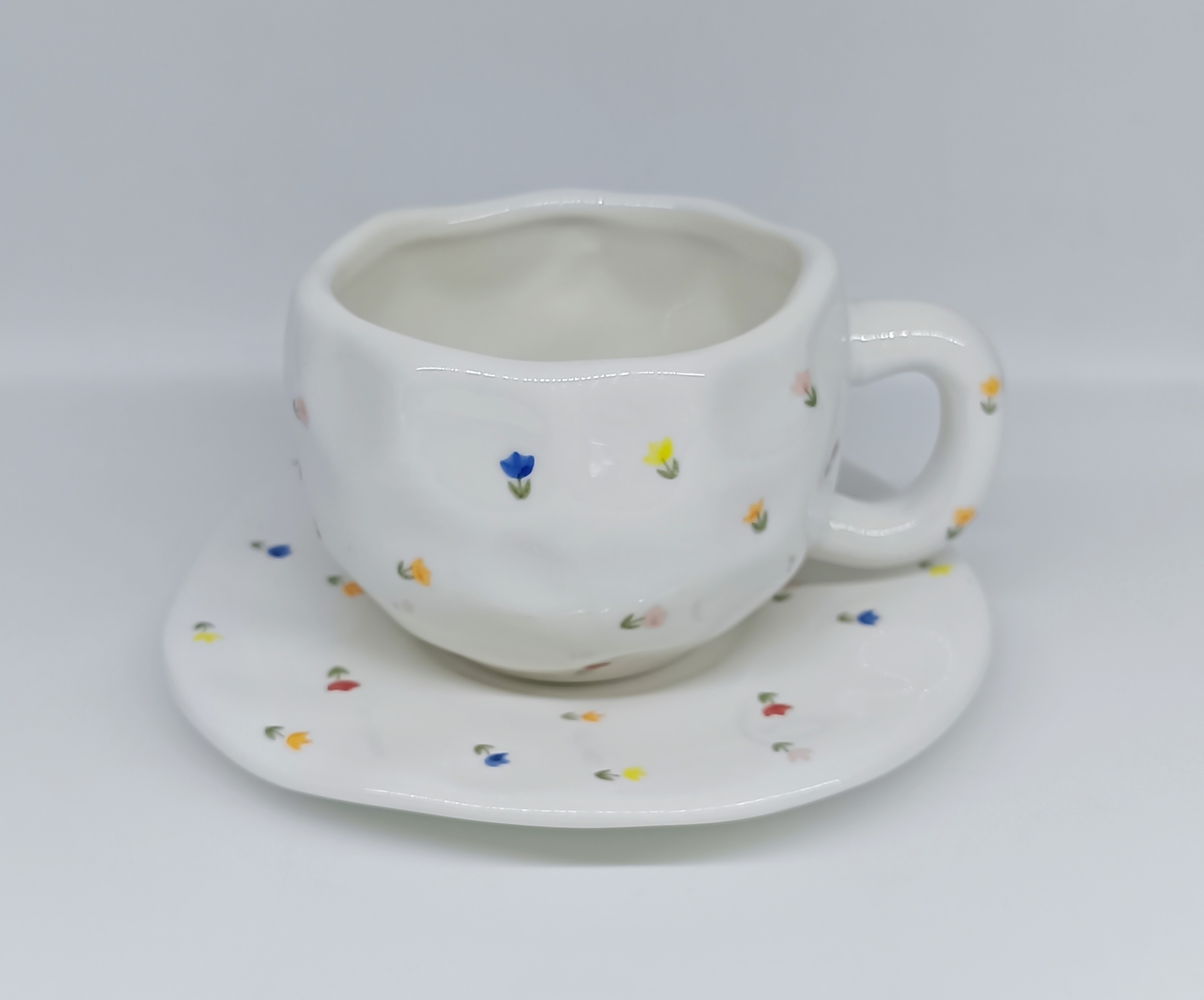 手工拉胚手绘陶瓷咖啡杯碟 时尚简约咖啡杯碟详情6