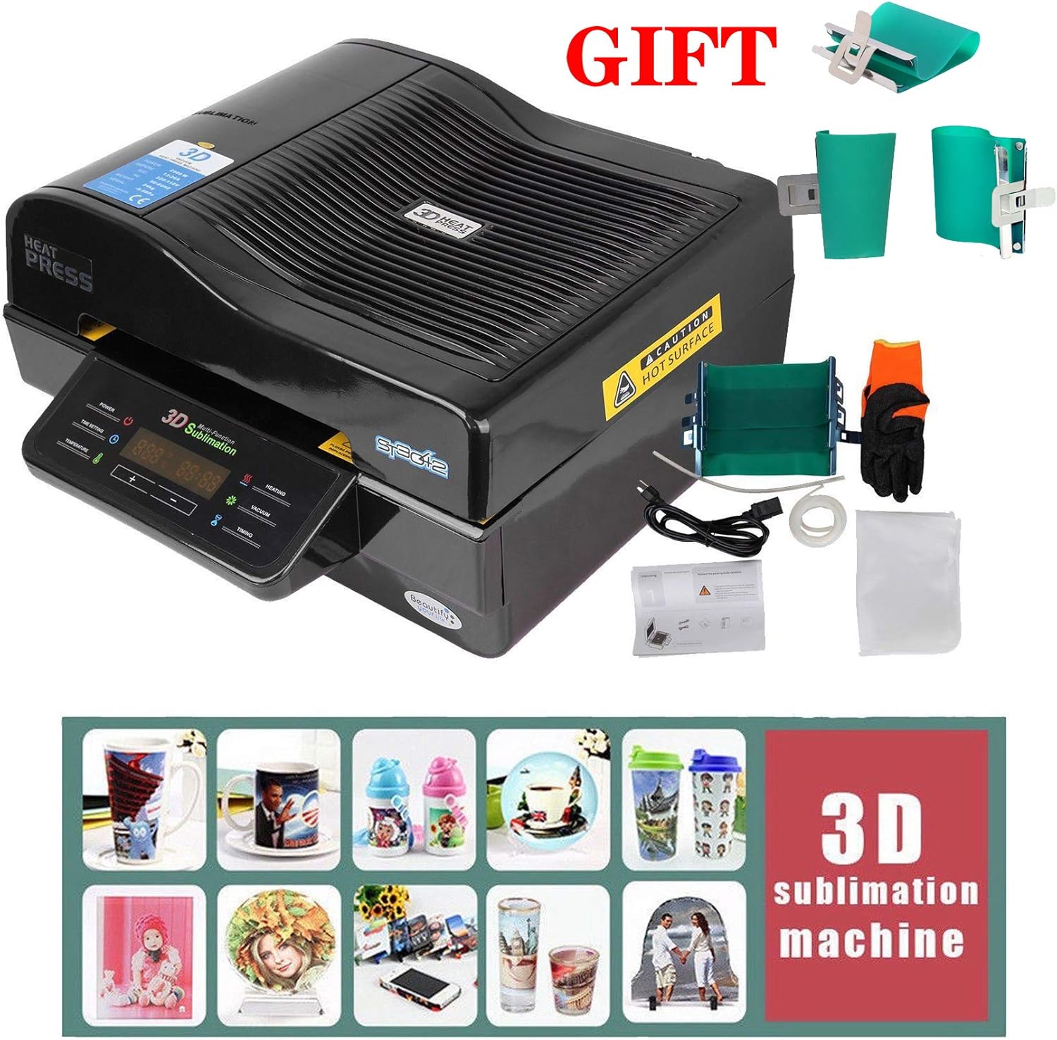 热转印3d真空热转印T恤杯子烫画机平面logo热升华机器设备