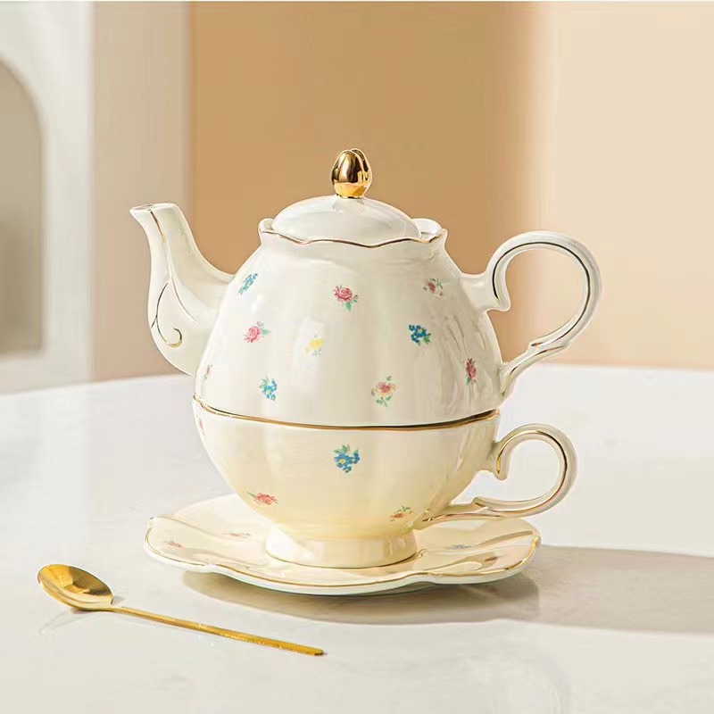 Coffee cup set, ceramic cup, mother-and-child pot, one pot, one cup, one plate and one spoon, gift set detail image 5