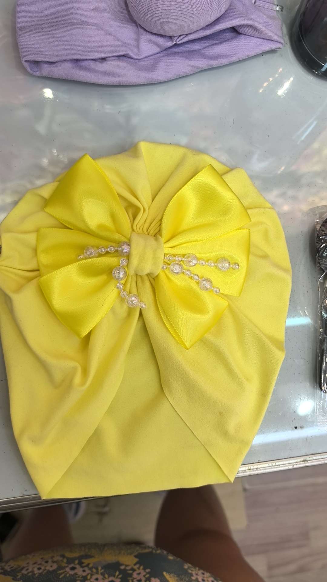 织带领节链珠牛奶丝帽