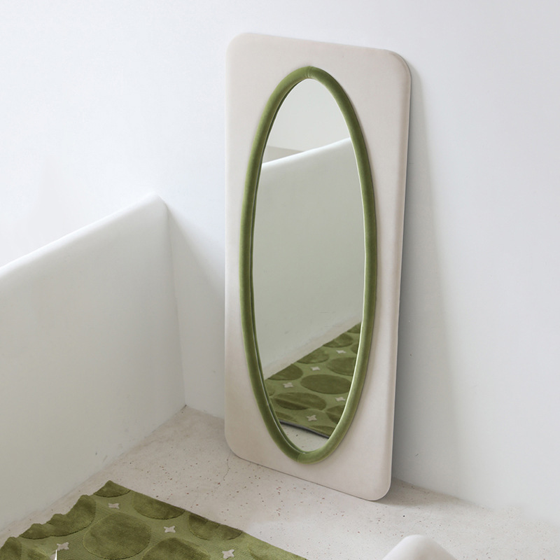 绒布鹅蛋镜全身镜落地镜挂墙镜镜子