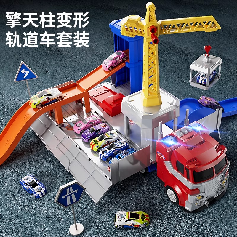 Authentic Optimus Prime Transformation Optimus Prime Track Car set, Boy's house play toy, educational alloy crane gift