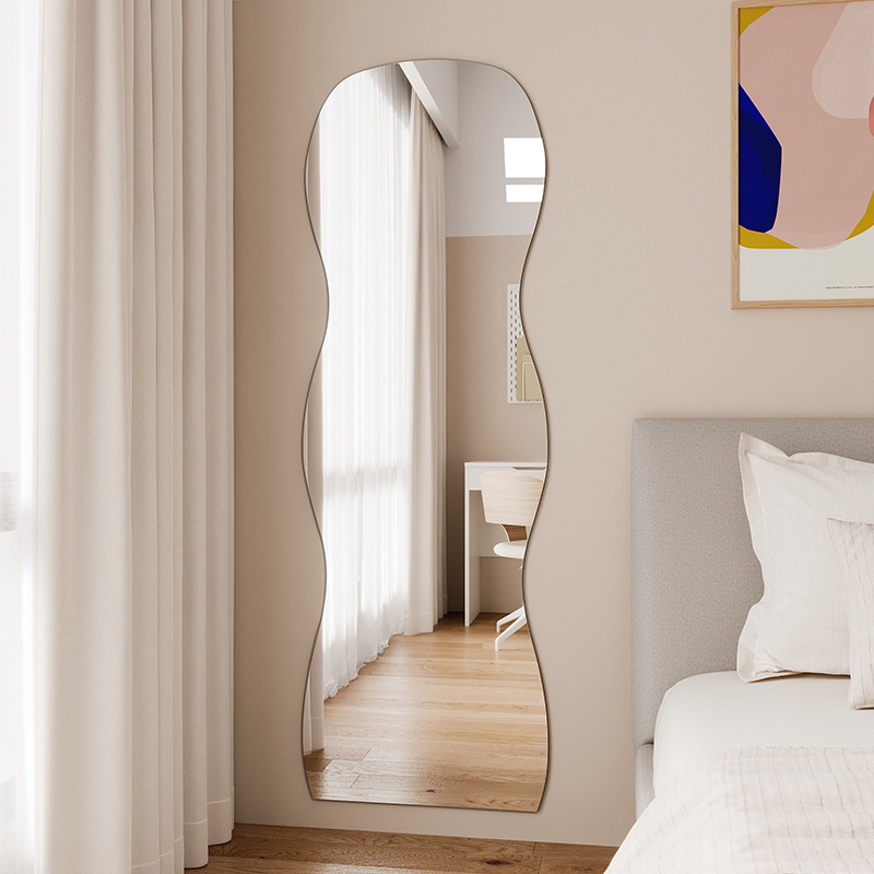 Irregular-Shaped Wavy Wall-Mounted Mirror, Full-Length Mirror