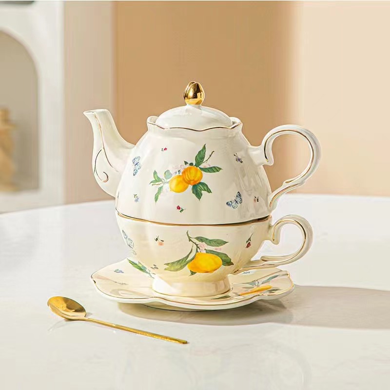 Coffee cup set, ceramic cup, mother-and-child pot, one pot, one cup, one plate and one spoon, gift set detail image 6