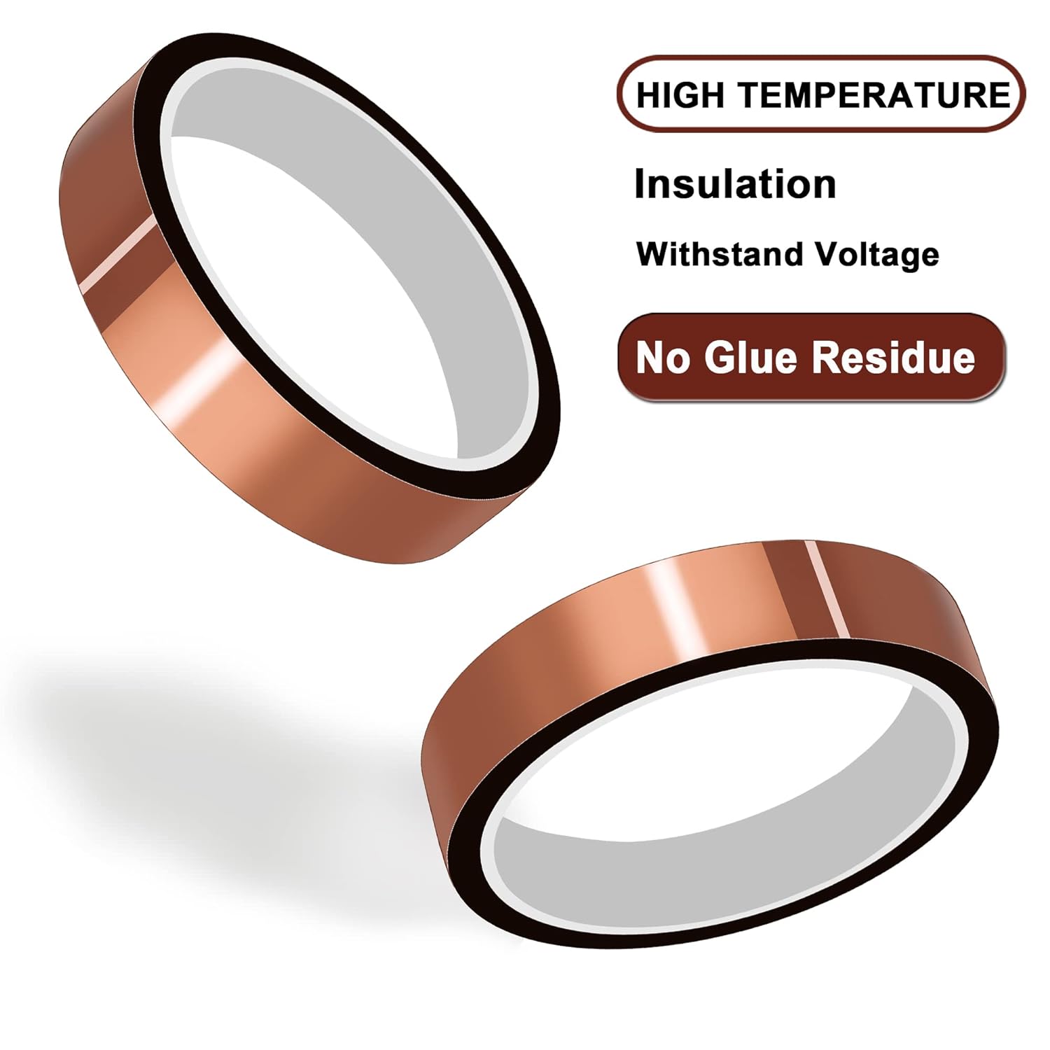 pet high-temperature resistant tape, industrial corrosion-resistant, non-residue adhesive, insulating and flame-retardant tape, brown color