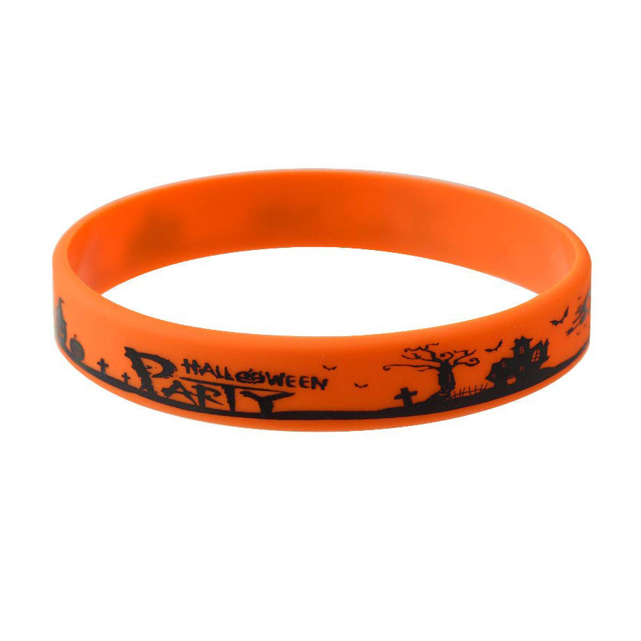 Halloween party Halloween Silicone wristband with pumpkin on the wrist. Trick or Treat! Wristband Halloween party Halloween Silicone Wristband hand Item Picture