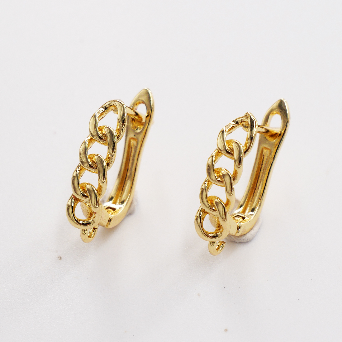 铜耳环电镀18K金色耳饰U形镂空光面耳扣带吊圈女式配件扣饰品批发