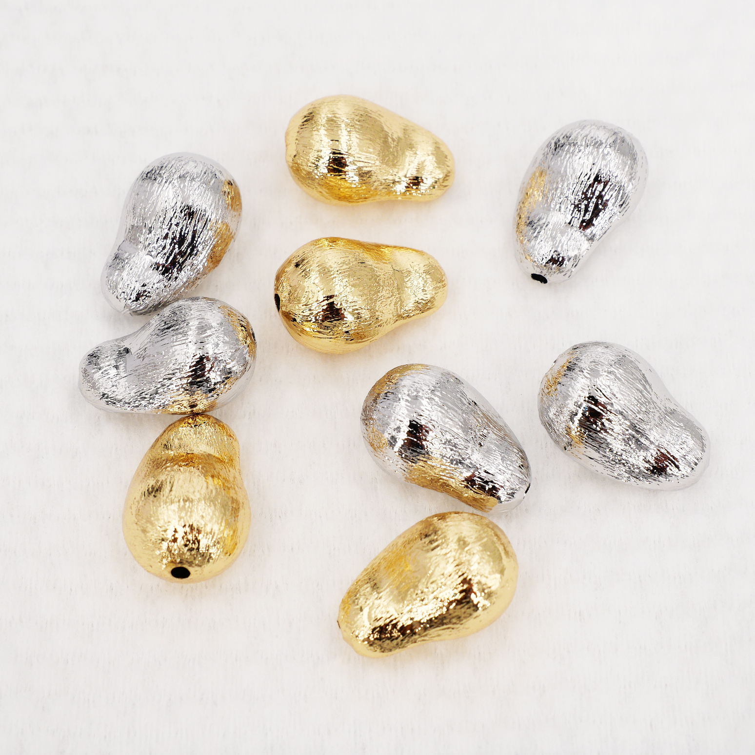 保色铜渡18K金仿巴洛克异形拉丝隔珠吊坠DIY手链项链耳饰串珠配件